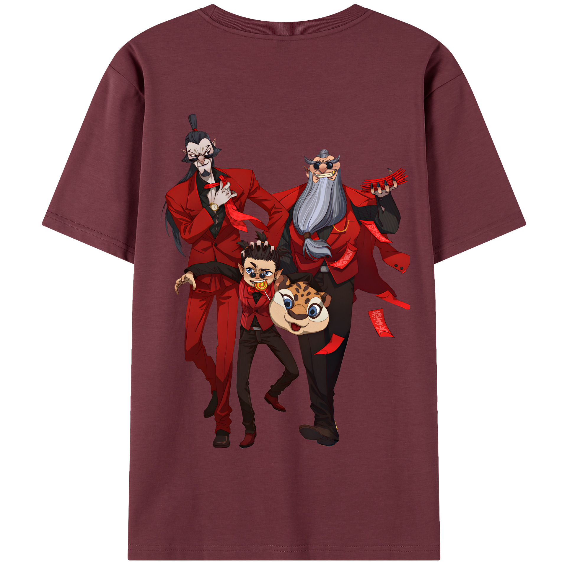 （画像用） Ne Zha 2 ナタ 魔童の大暴れ 綿100％半袖Tシャツ（背面プリント）